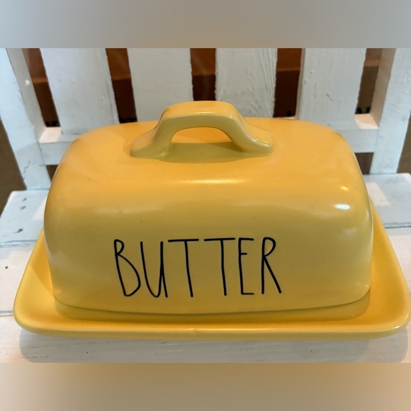 Rae Dunn Yellow Butter Dish - Picture 1 of 4